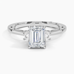 Tacori Lunetta Crescent Three Stone Diamond Ring Platinum Emerald Engagement Ring