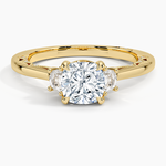 Tacori Lunetta Crescent Three Stone Diamond Ring Yellow Gold 18k Cushion Engagement Ring