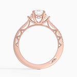 Tacori Lunetta Crescent Pavé Three Stone Diamond Ring Rose Gold 18k Cushion Engagement Ring