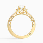 Tacori Lunetta Crescent Pavé Three Stone Diamond Ring Yellow Gold 18k Emerald Engagement Ring