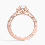 Tacori Lunetta Crescent Pavé Three Stone Diamond Ring Rose Gold 18k Pear Engagement Ring