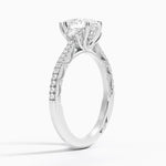 Tacori Lunetta Crescent Pavé Three Stone Diamond Ring Platinum Pear Engagement Ring