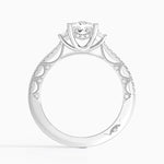 Tacori Lunetta Crescent Pavé Three Stone Diamond Ring Platinum Princess Engagement Ring