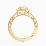 Tacori Lunetta Crescent Pavé Three Stone Diamond Ring Yellow Gold 18k Round Engagement Ring