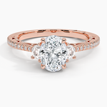 Tacori Lunetta Crescent Pavé Three Stone Diamond Ring Rose Gold 18k Oval Engagement Ring