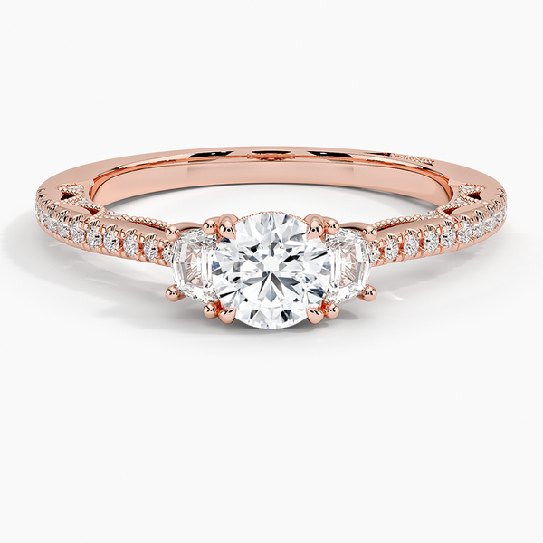 Tacori Lunetta Crescent Pavé Three Stone Diamond Engagement Ring