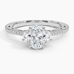 Tacori Lunetta Crescent Pavé Three Stone Diamond Ring Platinum Oval Engagement Ring