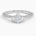 Tacori Lunetta Crescent Pavé Three Stone Diamond Ring Platinum Pear Engagement Ring