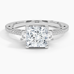 Tacori Lunetta Crescent Pavé Three Stone Diamond Ring Platinum Princess Engagement Ring
