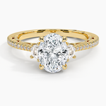 Tacori Lunetta Crescent Pavé Three Stone Diamond Ring Yellow Gold 18k Oval Engagement Ring
