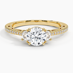 Tacori Lunetta Crescent Pavé Three Stone Diamond Ring Yellow Gold 18k Round Engagement Ring
