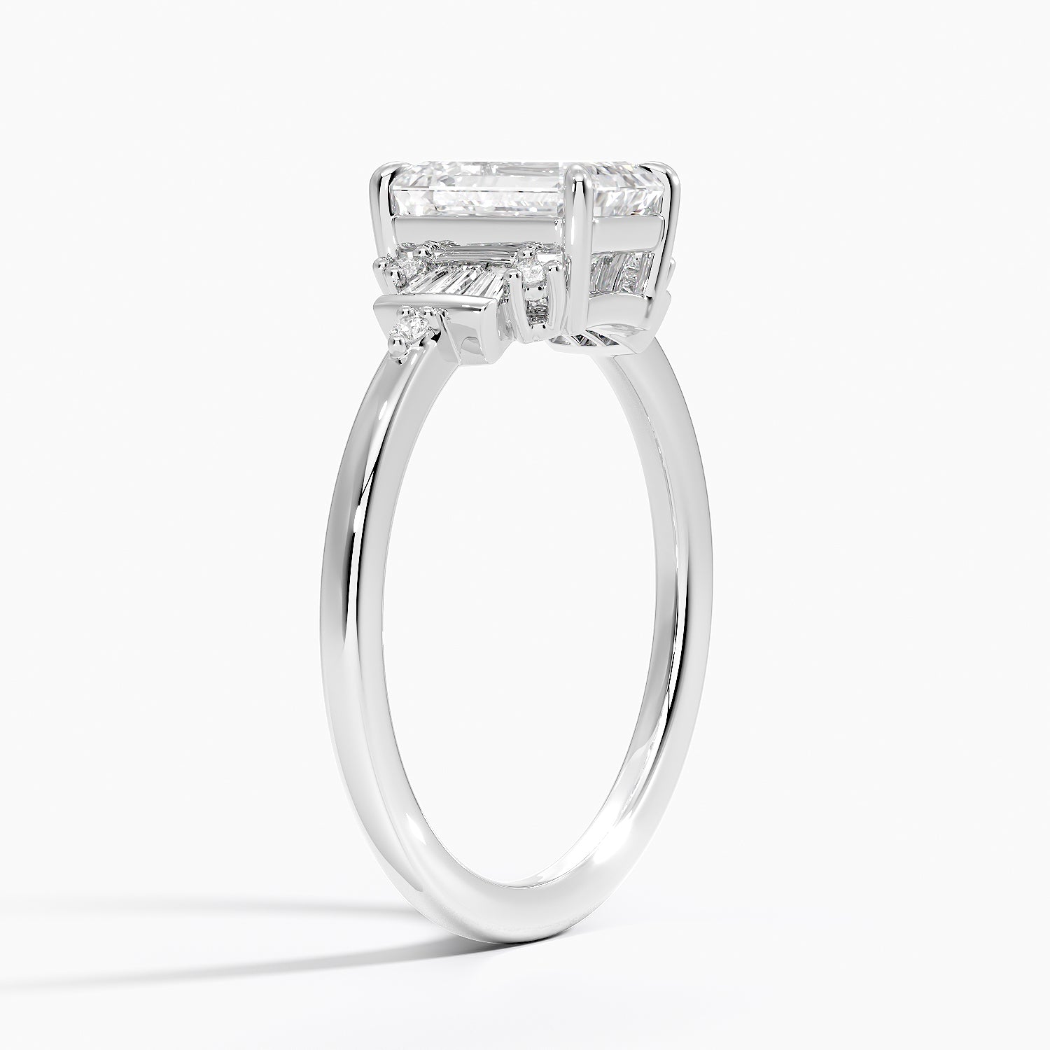 Daphne Art Deco Ring Platinum Emerald Engagement Ring