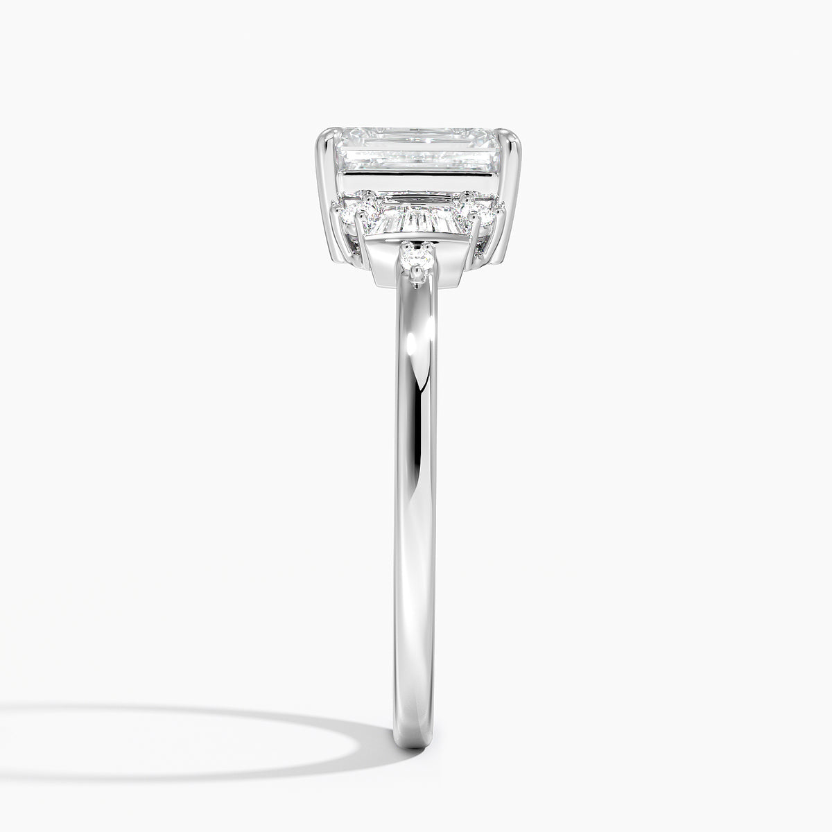 Daphne Art Deco Ring Platinum Emerald Engagement Ring