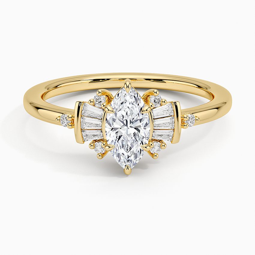 Daphne Art Deco Ring Yellow Gold 18k Marquise Engagement Ring