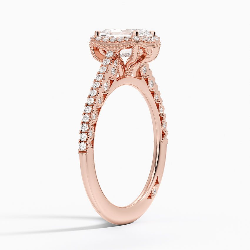 Tacori Petite Crescent Classic Bloom Diamond Ring Rose Gold 18k Emerald Engagement Ring