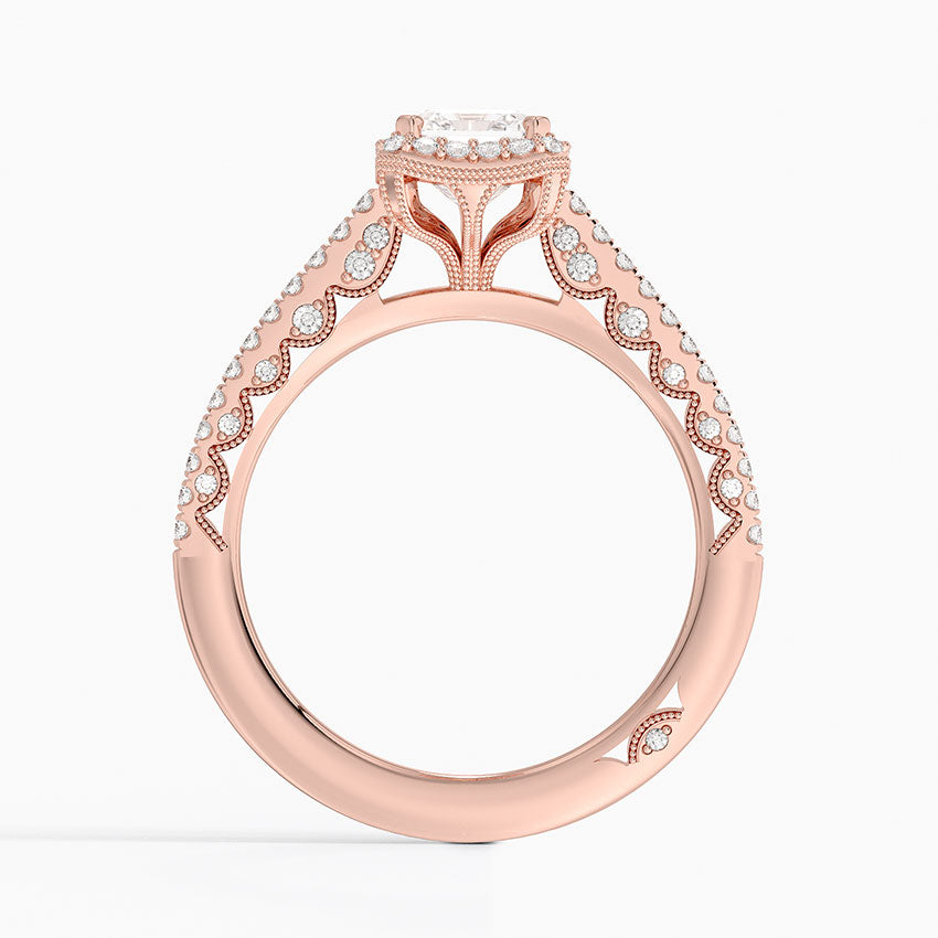 Tacori Petite Crescent Classic Bloom Diamond Ring Rose Gold 18k Emerald Engagement Ring