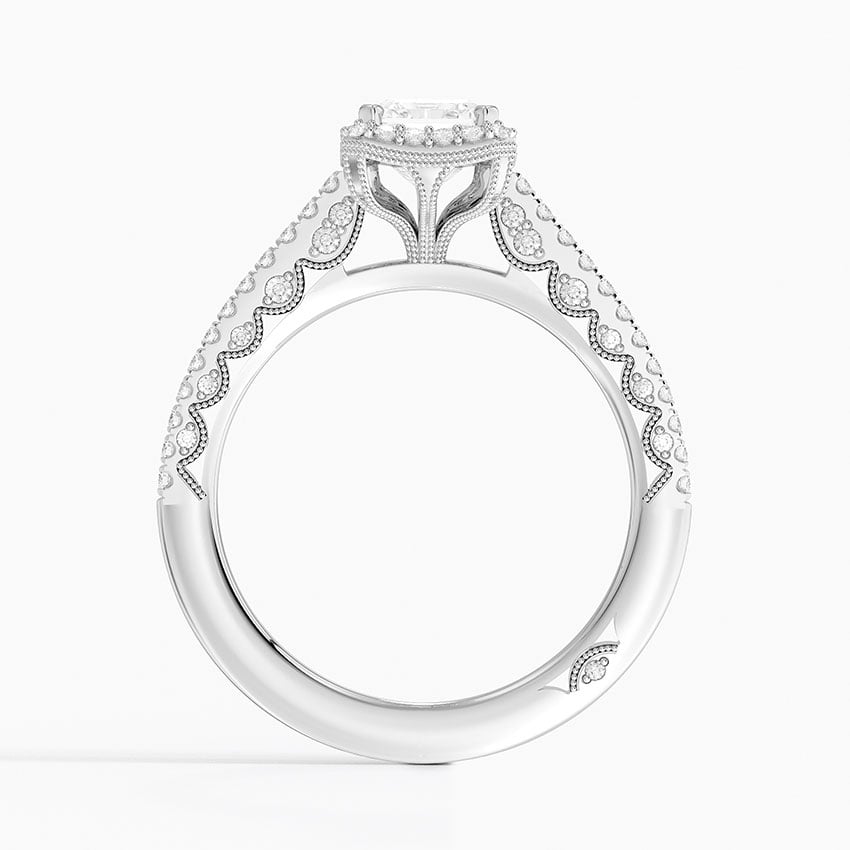 Tacori Petite Crescent Classic Bloom Diamond Ring Platinum Emerald Engagement Ring