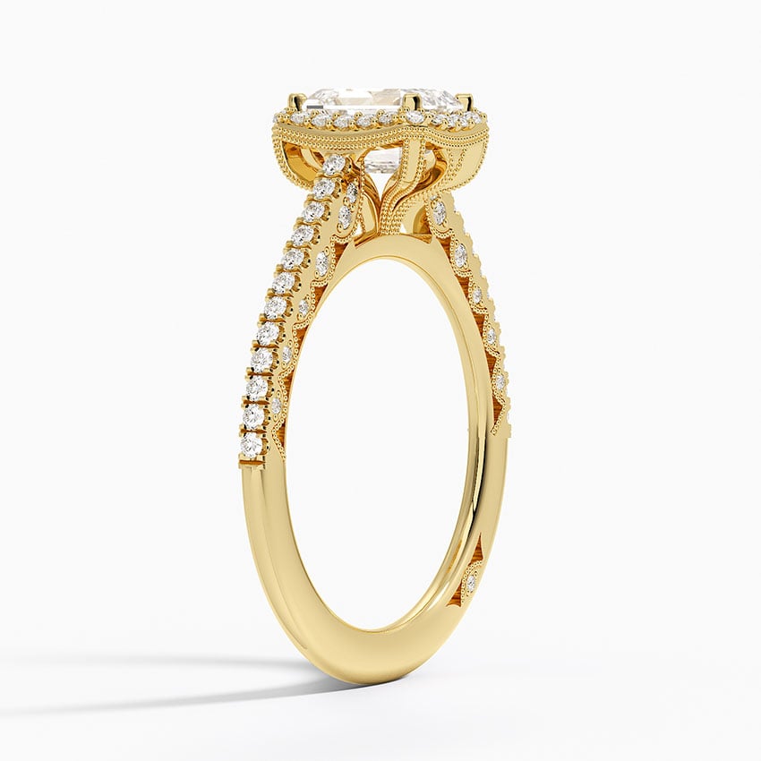 Tacori Petite Crescent Classic Bloom Diamond Ring Yellow Gold 18k Emerald Engagement Ring