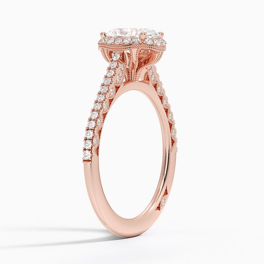 Tacori Petite Crescent Classic Bloom Diamond Ring Rose Gold 18k Oval Engagement Ring