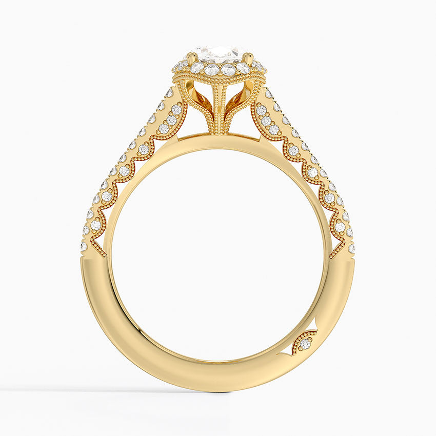 Tacori Petite Crescent Classic Bloom Diamond Ring Yellow Gold 18k Oval Engagement Ring