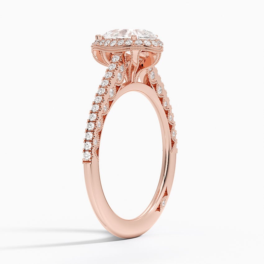 Tacori Petite Crescent Classic Bloom Diamond Ring Rose Gold 18k Pear Engagement Ring