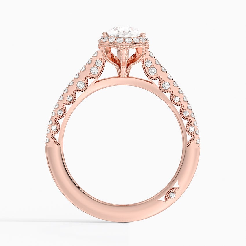 Tacori Petite Crescent Classic Bloom Diamond Ring Rose Gold 18k Pear Engagement Ring