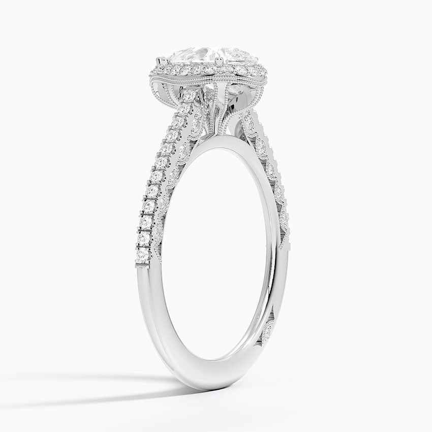 Tacori Petite Crescent Classic Bloom Diamond Ring Platinum Pear Engagement Ring