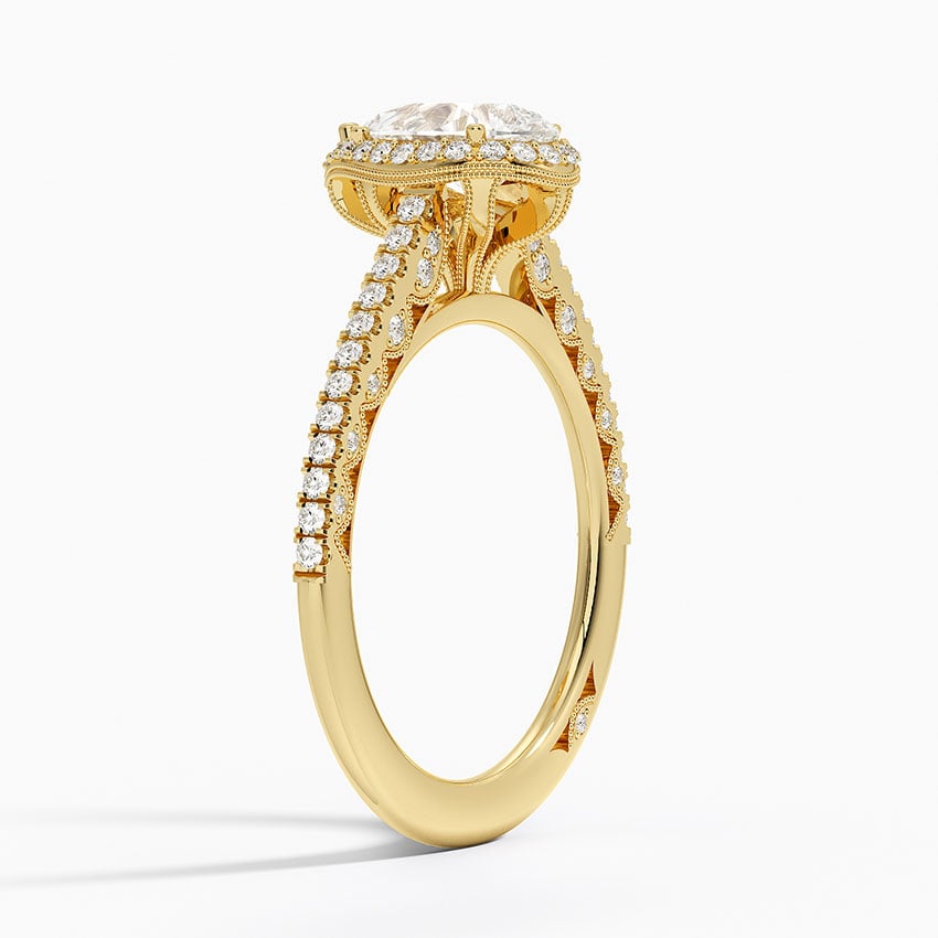 Tacori Petite Crescent Classic Bloom Diamond Ring Yellow Gold 18k Pear Engagement Ring