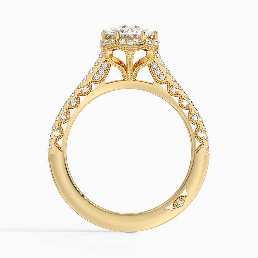 Tacori Petite Crescent Classic Bloom Diamond Ring Yellow Gold 18k Round Engagement Ring