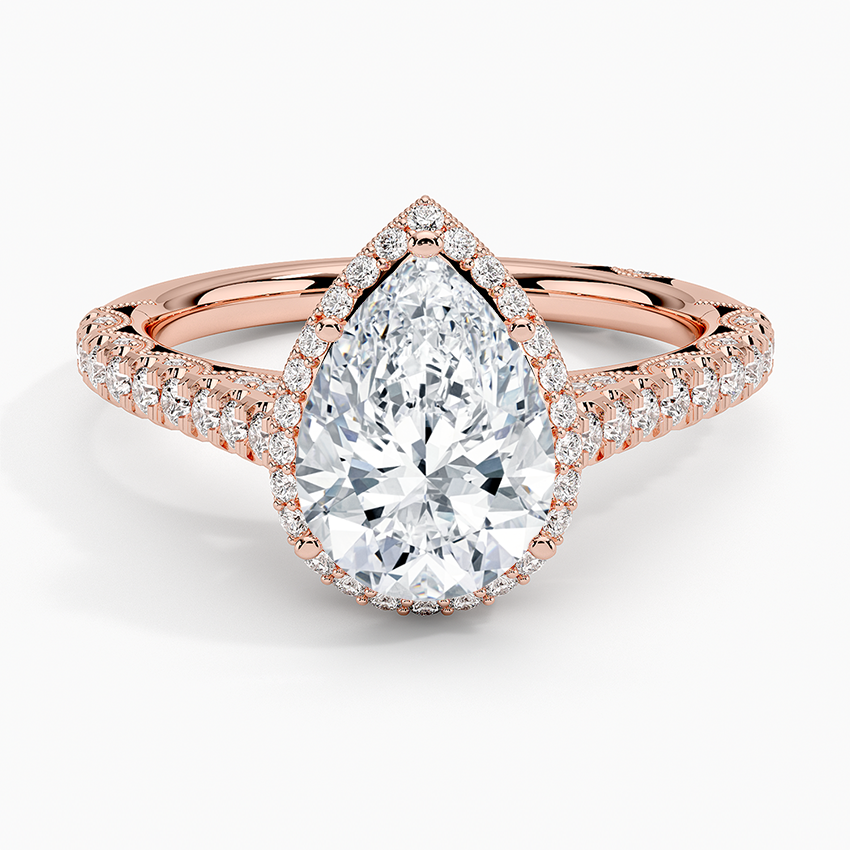 Tacori Petite Crescent Classic Bloom Diamond Ring Rose Gold 18k Pear Engagement Ring