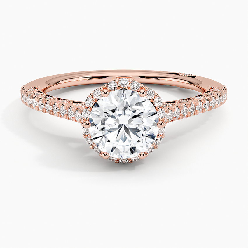 Tacori Petite Crescent Classic Bloom Diamond Ring Rose Gold 18k Round Engagement Ring