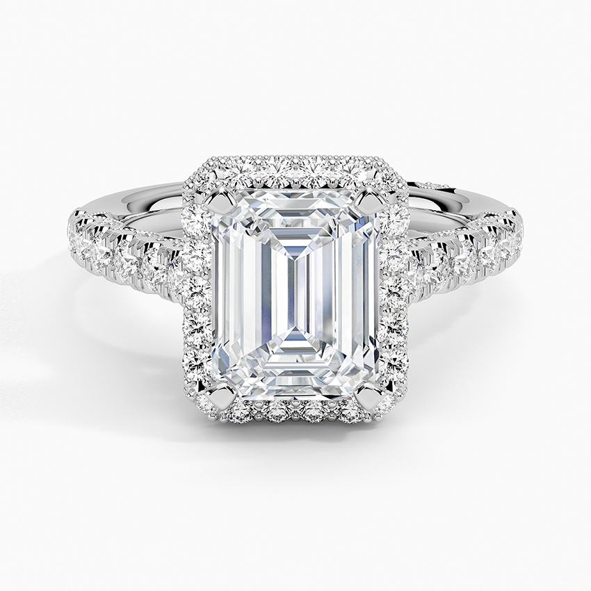 Tacori Petite Crescent Classic Bloom Diamond Ring Platinum Emerald Engagement Ring