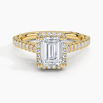 Tacori Petite Crescent Classic Bloom Diamond Ring Yellow Gold 18k Emerald Engagement Ring