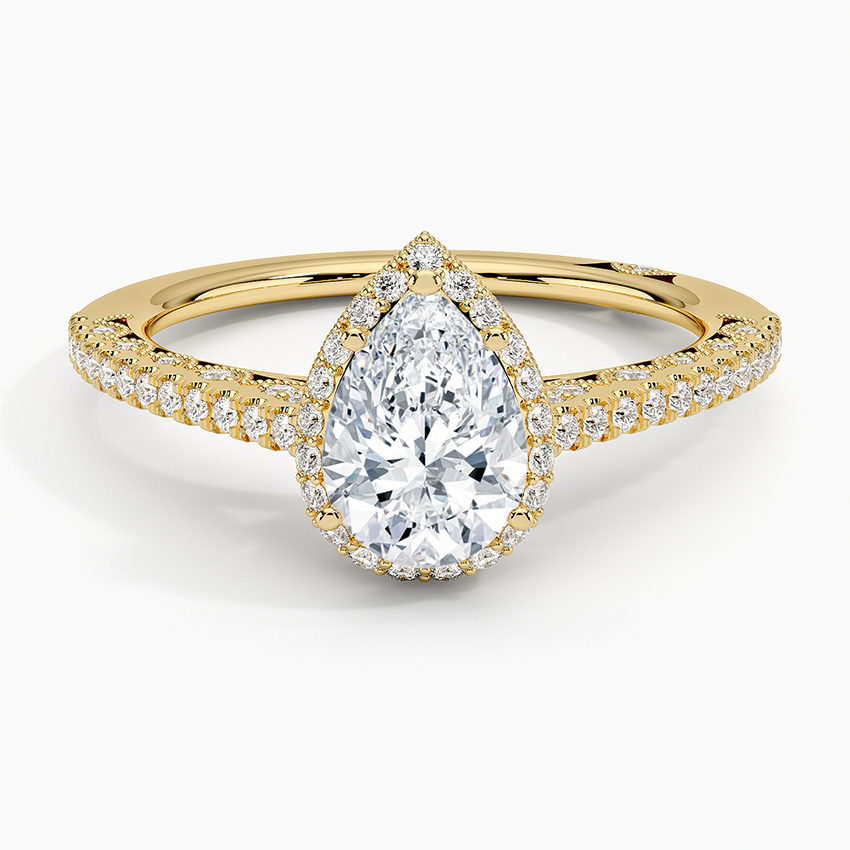 Tacori Petite Crescent Classic Bloom Diamond Ring Yellow Gold 18k Pear Engagement Ring