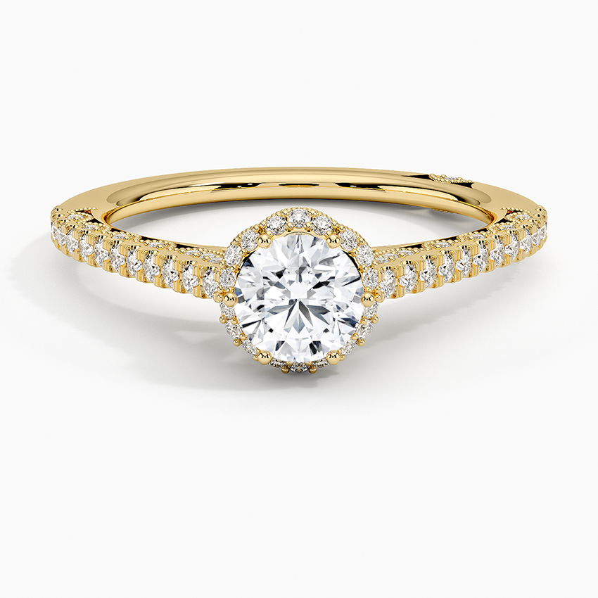 Tacori Petite Crescent Classic Bloom Diamond Ring Yellow Gold 18k Round Engagement Ring