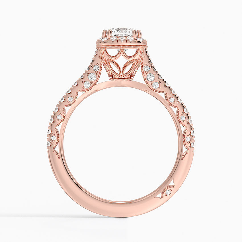 Tacori Petite Crescent Bloom Diamond Ring Rose Gold 18k Cushion Engagement Ring