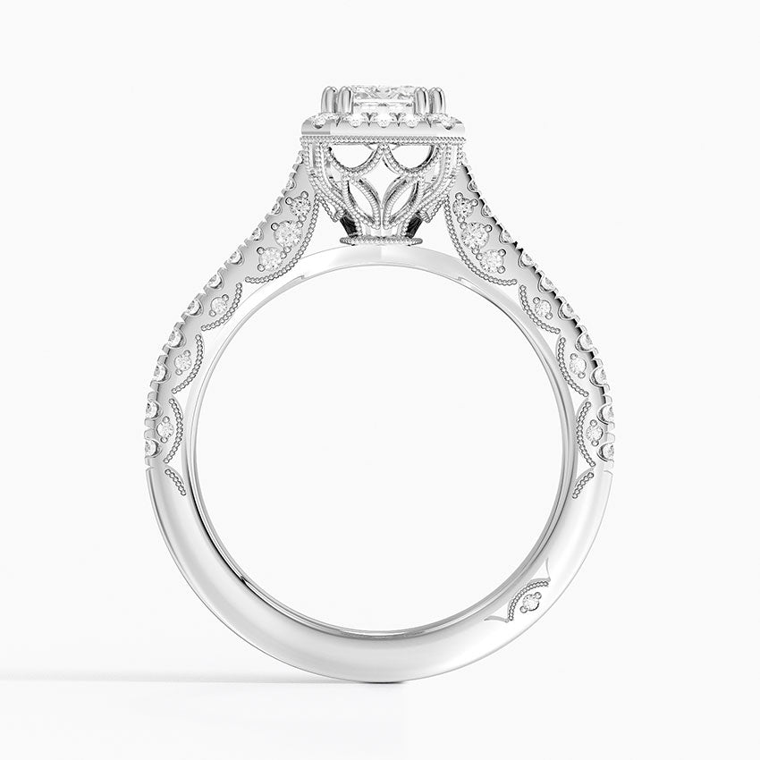 Tacori Petite Crescent Bloom Diamond Ring Platinum Emerald Engagement Ring