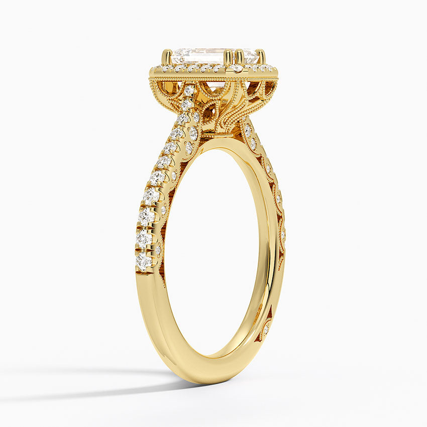 Tacori Petite Crescent Bloom Diamond Ring Yellow Gold 18k Emerald Engagement Ring