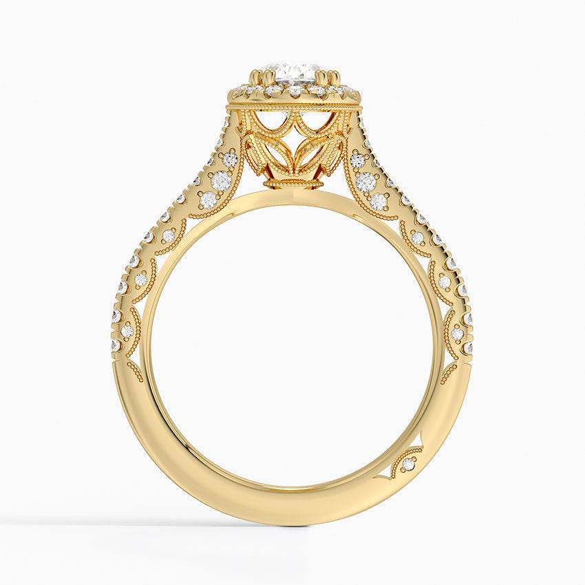 Tacori Petite Crescent Bloom Diamond Ring Yellow Gold 18k Oval Engagement Ring