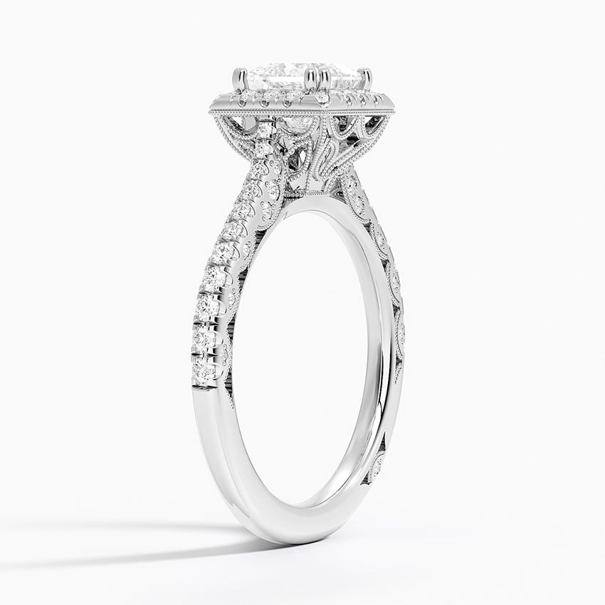 Tacori Petite Crescent Bloom Diamond Ring Platinum Princess Engagement Ring