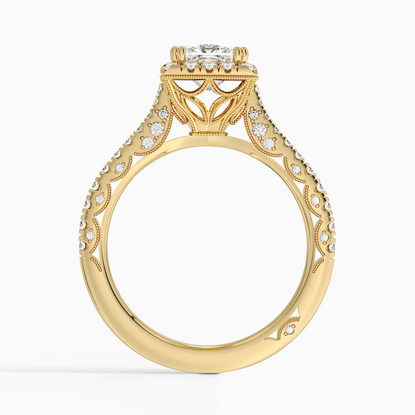 Tacori Petite Crescent Bloom Diamond Ring Yellow Gold 18k Princess Engagement Ring