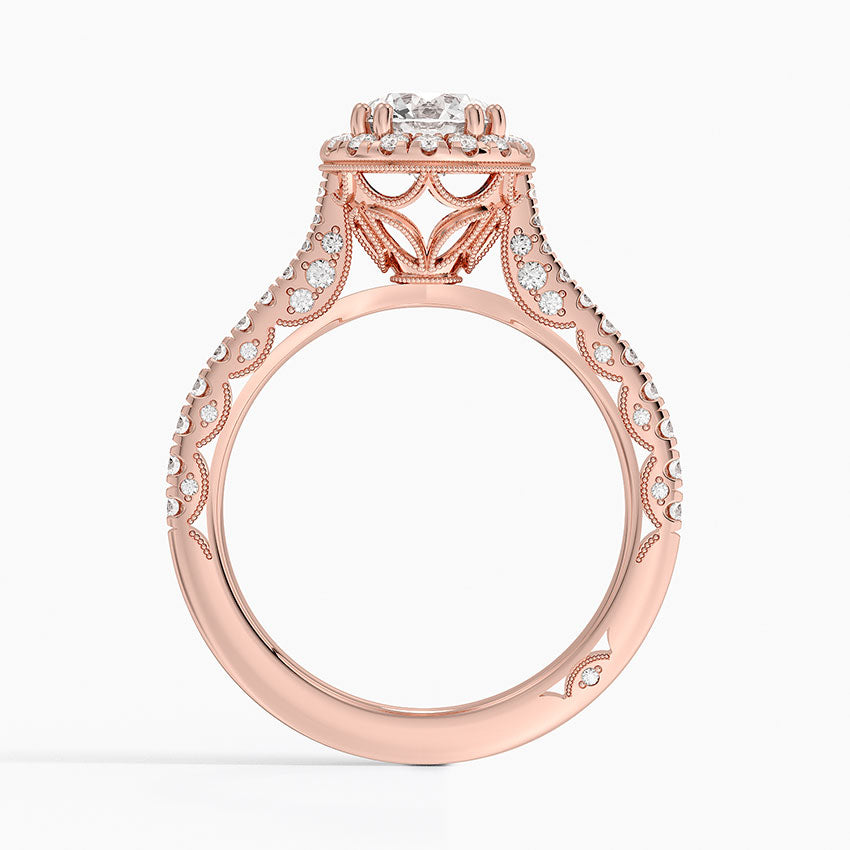 Tacori Petite Crescent Bloom Diamond Ring Rose Gold 18k Round Engagement Ring