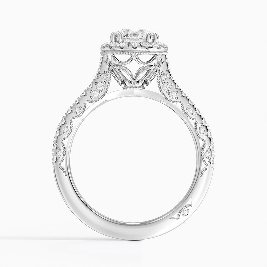 Tacori Petite Crescent Bloom Diamond Ring Platinum Round Engagement Ring
