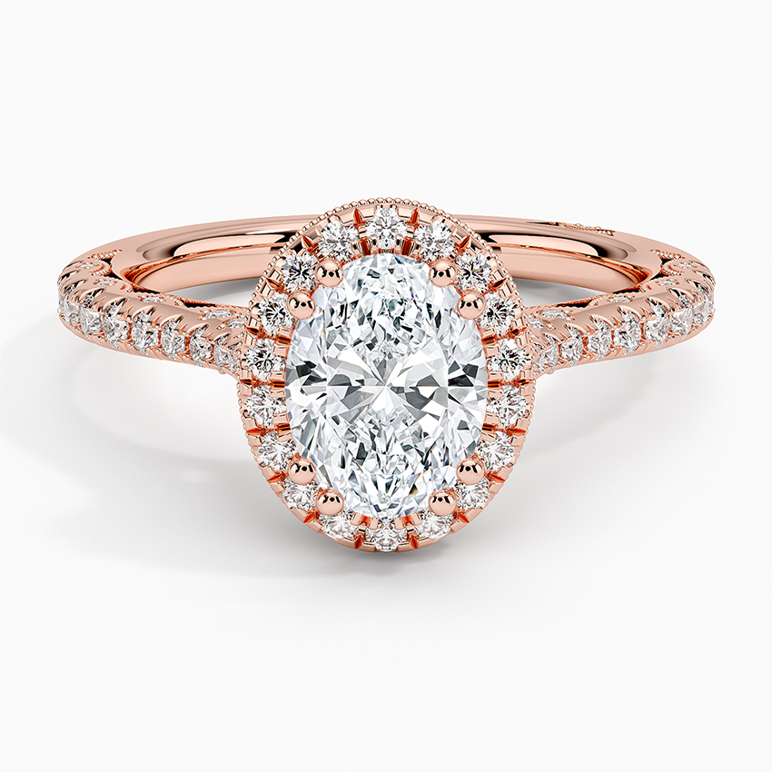 Tacori Petite Crescent Bloom Diamond Ring Rose Gold 18k Oval Engagement Ring