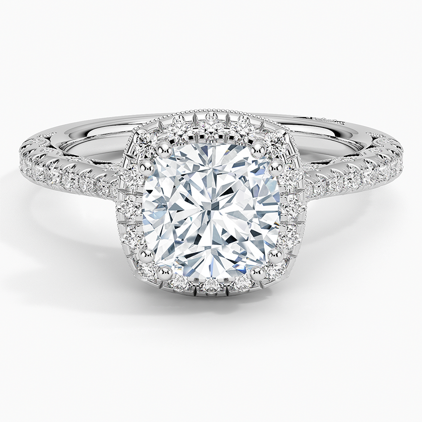 Tacori Petite Crescent Bloom Diamond Ring Platinum Cushion Engagement Ring