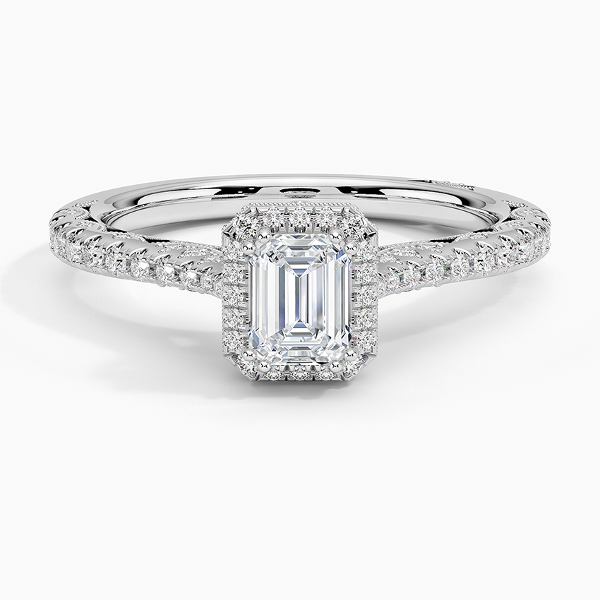 Tacori Petite Crescent Bloom Diamond Ring Platinum Emerald Engagement Ring