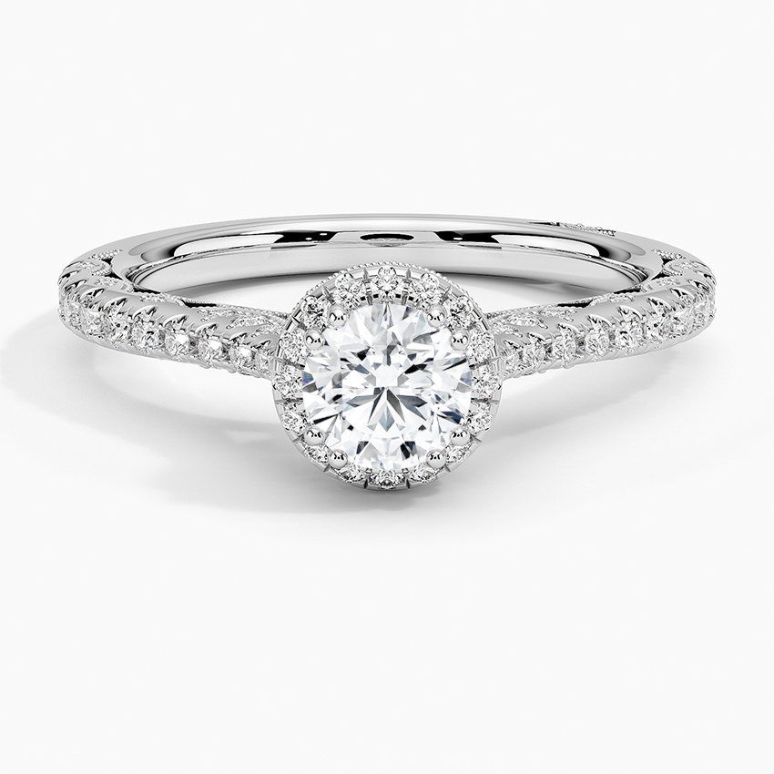 Tacori Petite Crescent Bloom Diamond Ring Platinum Round Engagement Ring