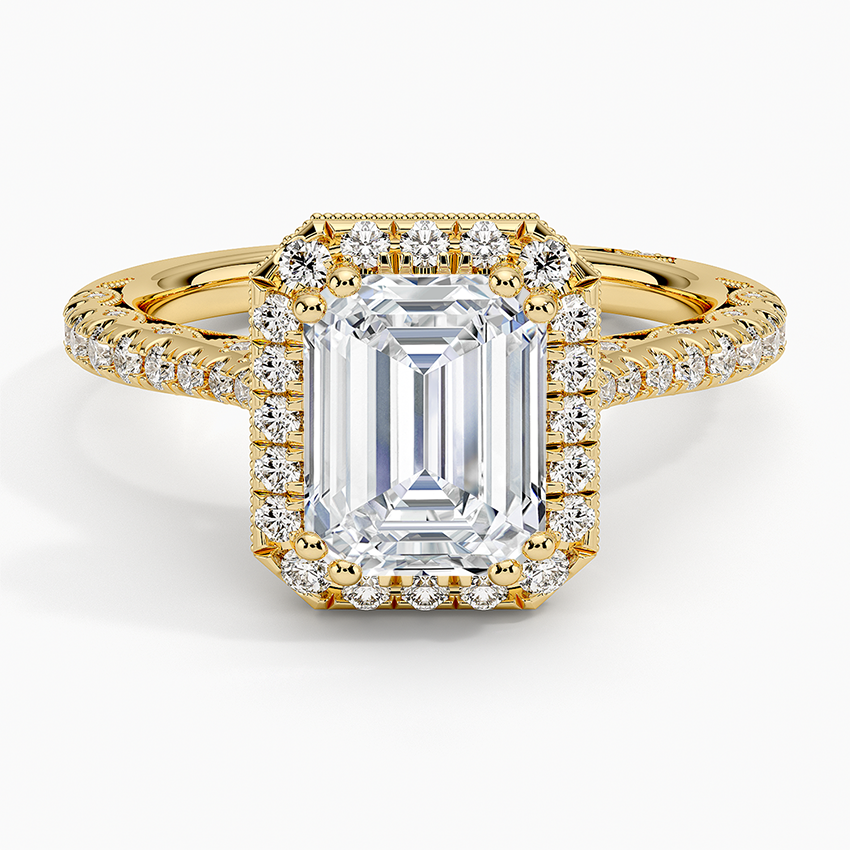 Tacori Petite Crescent Bloom Diamond Ring Yellow Gold 18k Emerald Engagement Ring