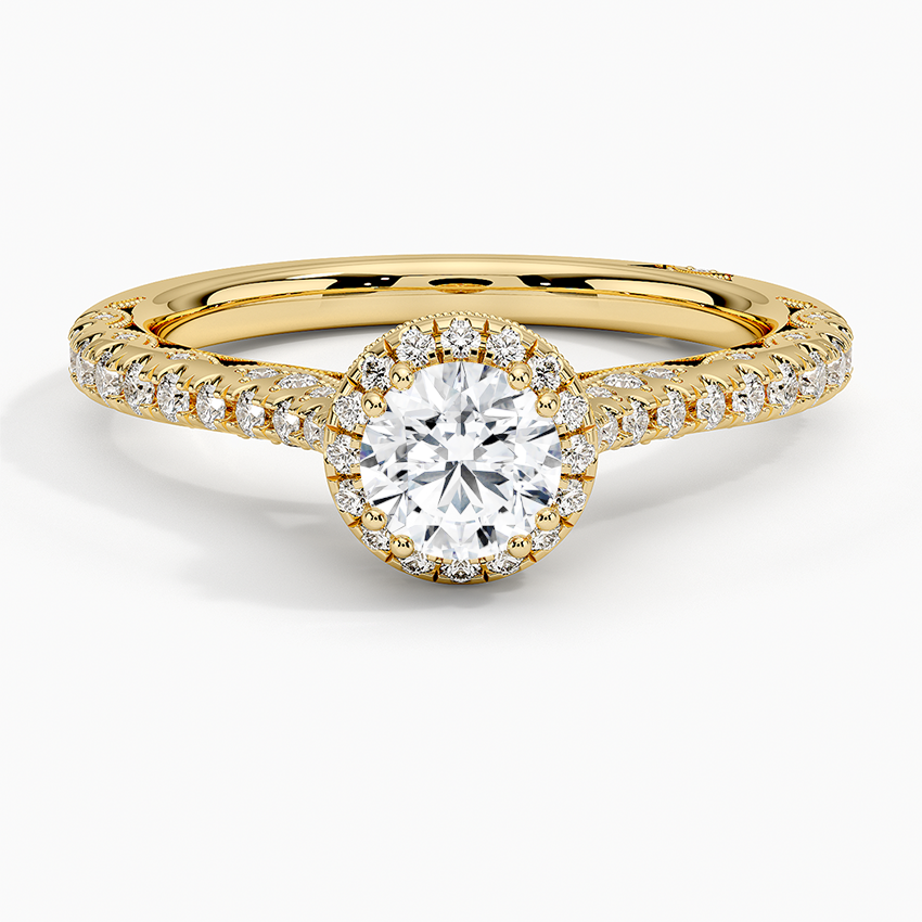 Tacori Petite Crescent Bloom Diamond Ring Yellow Gold 18k Round Engagement Ring