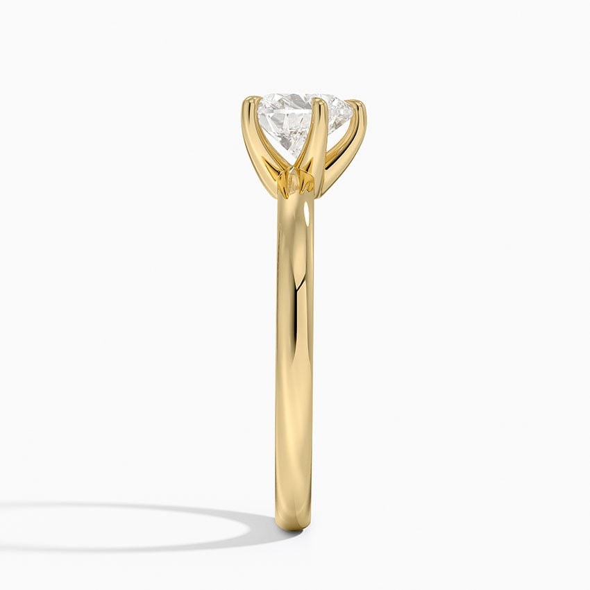 Fairmined 2mm Six-Prong Solitaire Ring Yellow Gold 18k Heart Engagement Ring